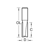 Trend TCT Straight Router Bit 2-Flute 12mm Diameter 1/4in Shank
