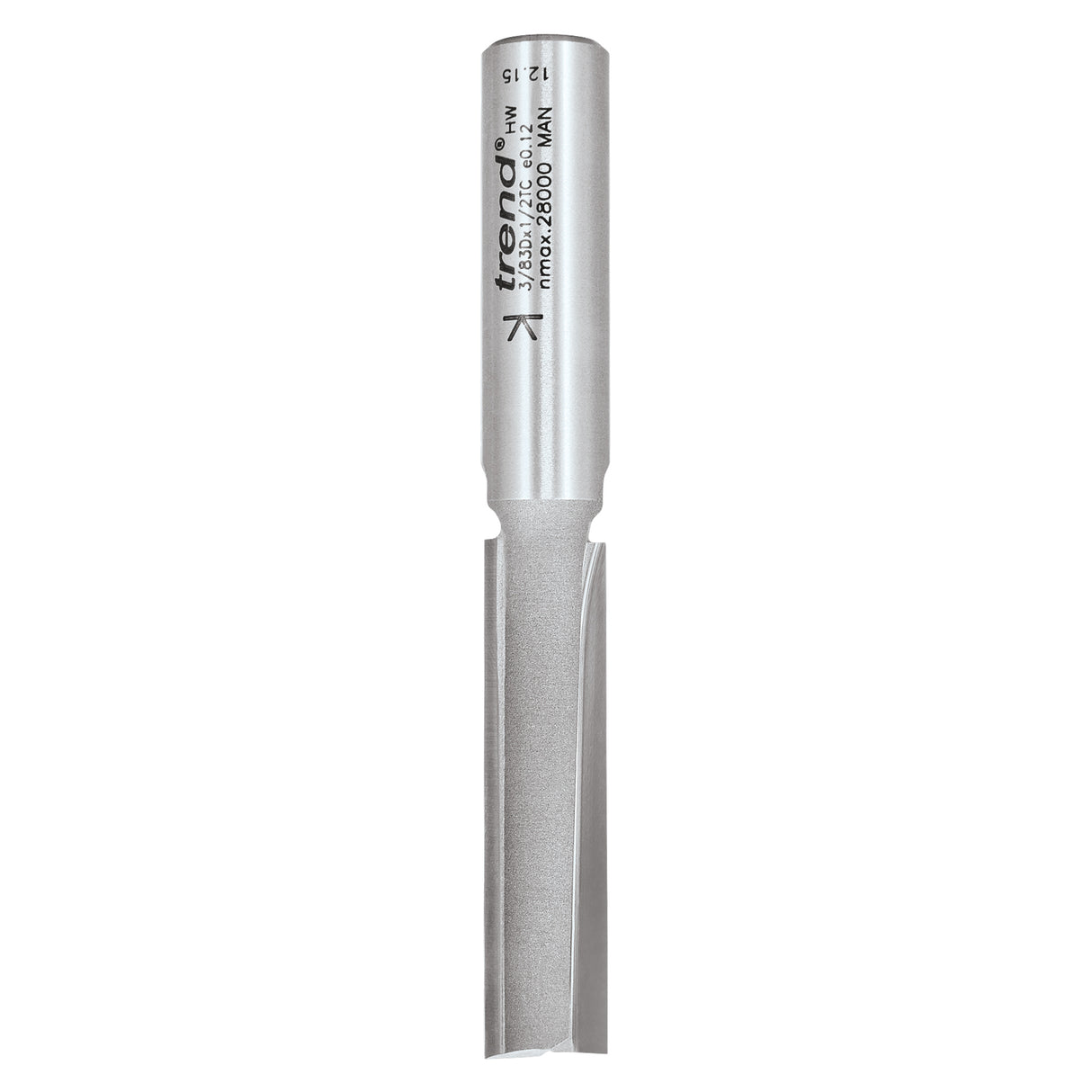 Trend TCT Straight Router Bit 2-Flute 12.7mm Diameter 1/2in Shank