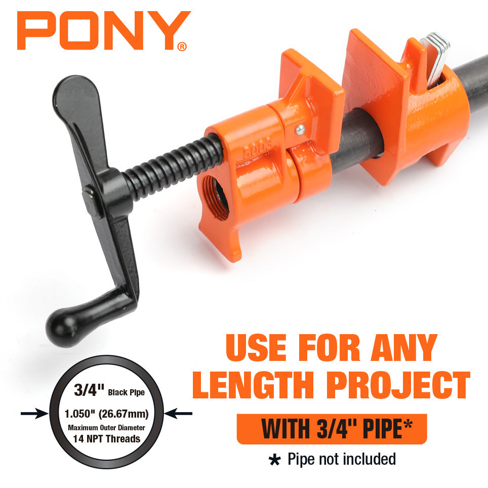 Pony Jorgensen Classic Clutched Pipe Clamp Fixture suits 3/4in Threaded Pipe