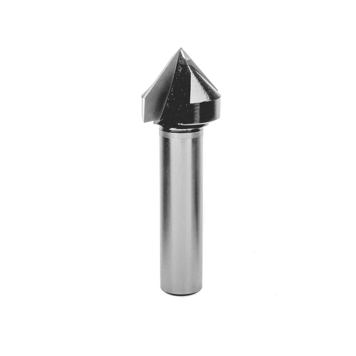 Torquata Chamfer V-Groove Router Bit in action, creating precise 45° grooves or chamfered edges