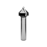 Torquata Chamfer V-Groove Router Bits 1/2in Shank in action, creating precise grooves with a 45° angle