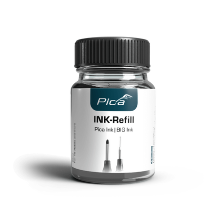 Pica Marker Black Ink Refill Set 25mL for Pica Ink & BIG Ink Markers - Glass bottle with black ink, pipette, and wicks