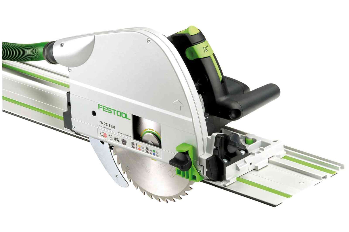 Festool TS 75 210mm Plunge Cut Circular Saw with 1400mm Rail, showing precision cutting depth adjustment