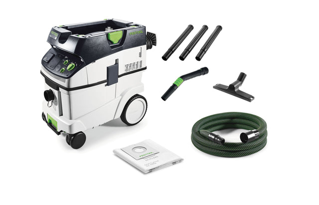 Festool CTM 36L M Class Dust Extractor in use, showcasing efficient dust and chip extraction capabilities