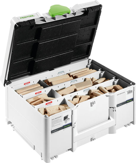 Festool Beech Tenon 8mm / 10mm Starter Set in Systainer for DF 700 - Secure grip with expanding glue pockets and grooves