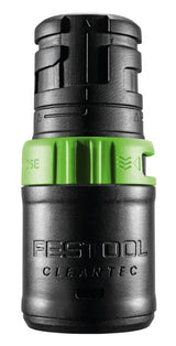 Festool Anti Static Connecting Sleeve with Bypass for Extractor D 27mm in use with suction hose and power tool connector