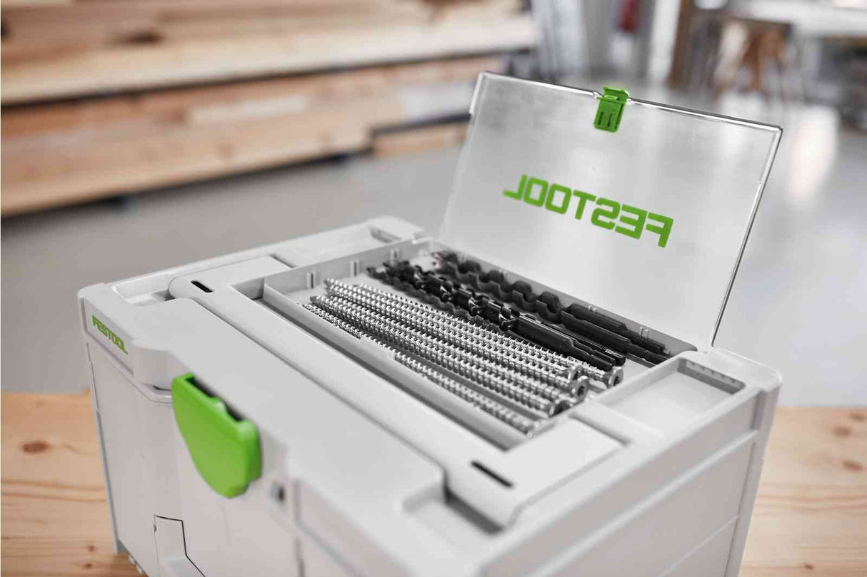 Festool Systainer3 SYS 3 Medium 237mm x 396mm with Storage Lid showing tools and accessories organization
