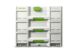 Festool Systainer3 SORTAINER 3 Drawer Storage Box - Open drawers showing adjustable partitions for accessory organization