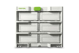 Festool SYS3 Storage Rack for MINI-Systainers, mobile organization system with six S 76 storage spaces