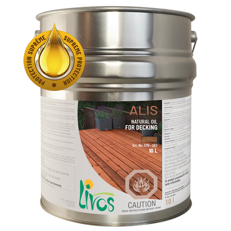 Livos ALIS Decking Oil Moisture & UV Resistant Exterior Timber Finish Light Teak
