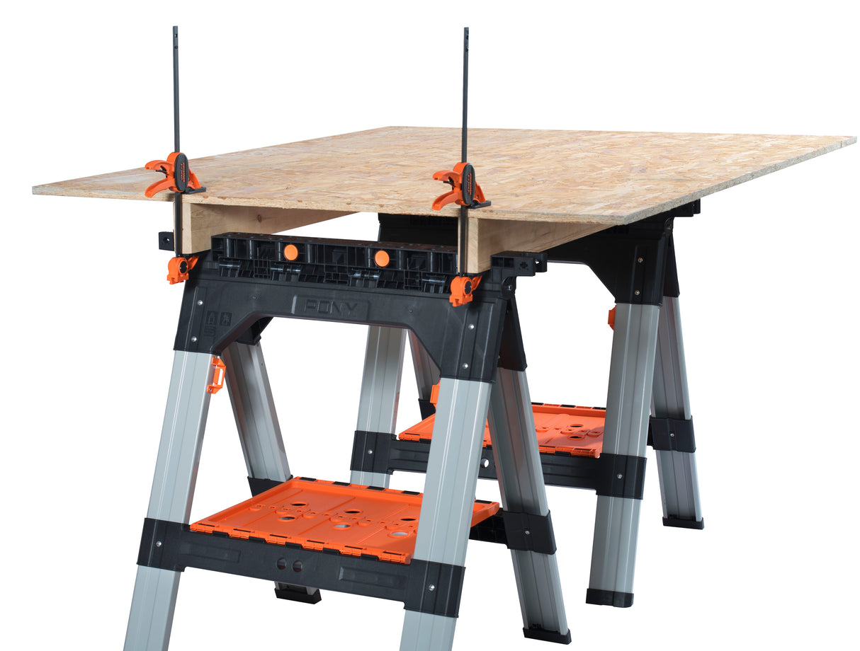 Pony Jorgensen 2-Piece Clamping Sawhorse includes Clamps & Bench Dogs
