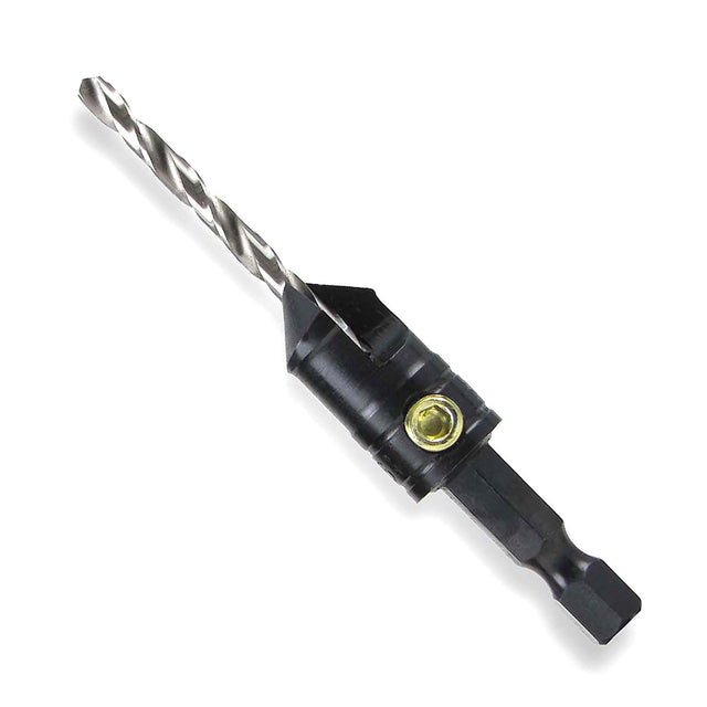Snappy Gold Screw Countersink Drill Bit in use, creating precise pilot holes and countersinks for screws