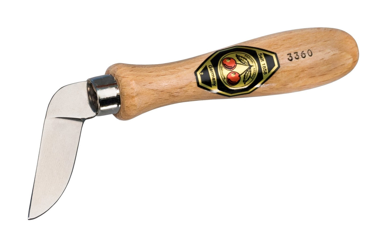 Kirschen #3360 Chip Carving Knife 38mm Bent Aside with Curved Edge for Woodcarving
