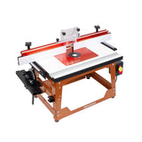 Sherwood Benchtop Router Table with MDF/Phenolic Table & Aluminium Mounting Plate in workshop setting