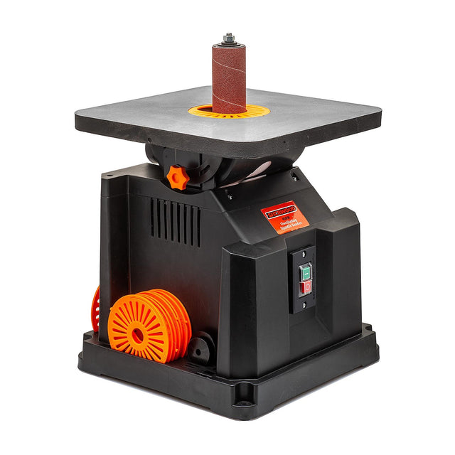 Sherwood Oscillating Spindle Sander 450W on Cast Iron Table, ideal for precision sanding curves and irregular shapes