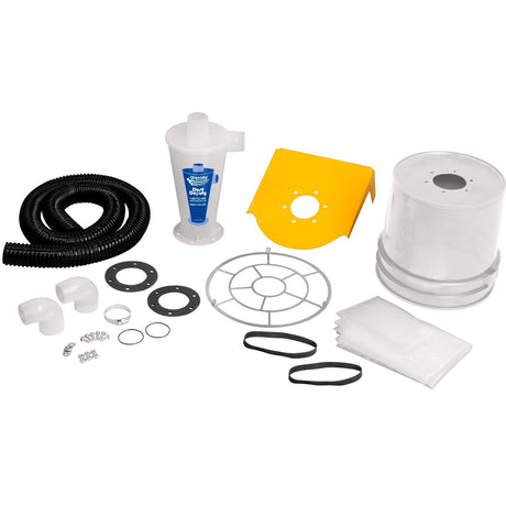 Oneida Dust Deputy Cyclone Vacuum Bagger Kit contents, front view