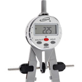 Digital compass tool with LCD display showing 3-Way readings in millimetres, inches, and fractions