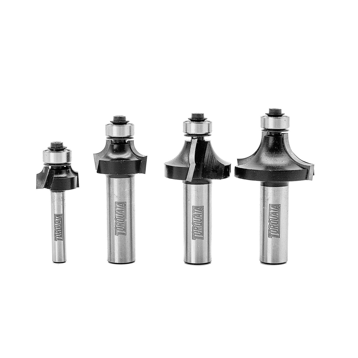 Torquata Set of 4 Roundover Router Bits Mixed Shanks