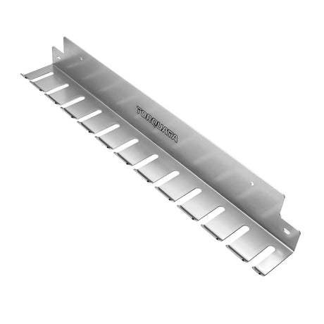 Torquata Set of 12 Parallel Clamps displayed on steel wall mounted rack