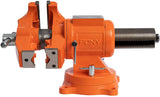 Pony Jorgensen 125mm Swivelling Bench Vice with 86mm Capacity, Ductile Iron Castings, Bright-Plated Steel Hardware - Angle View