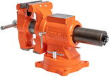Pony Jorgensen Swivelling Bench Vice showcasing durable castings, bright-plated steel, and 360-degree rotating jaws