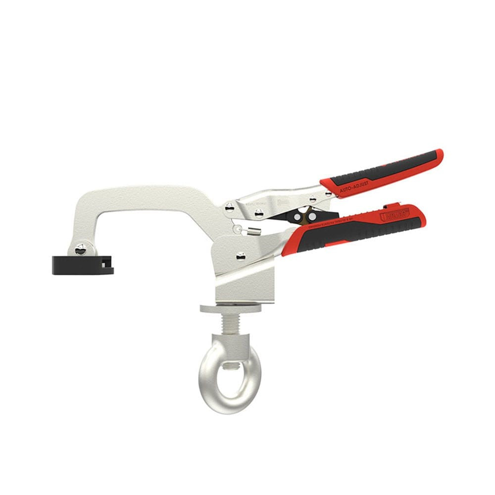 Armor Tool Auto-PRO Hold Down Clamp 76mm in action on a drill press