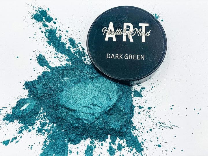 Health of Mind Art Pearlescent Pigment Mica Powder for Epoxy Resin - Dark Green 50g