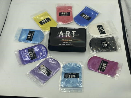 Health of Mind Art 10 x 10g Bags Pearlescent Pigment Mica Powders for Epoxy Resin - Assorted Colour Pack