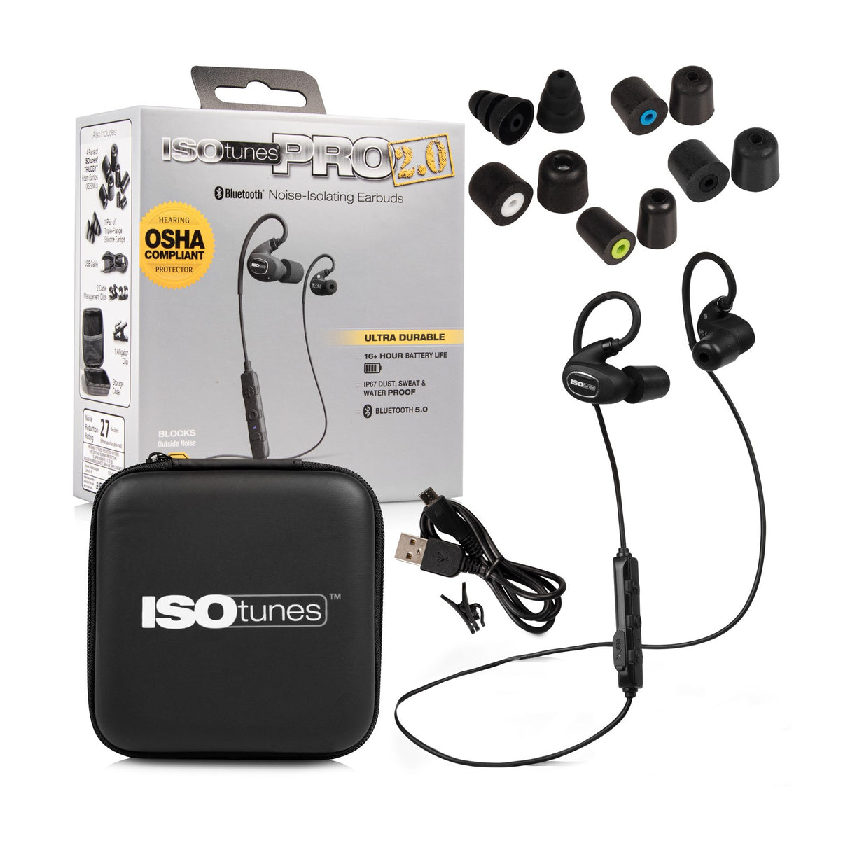 ISOtunes PRO 2.0 Bluetooth Noise-Isolating Earbuds - Matte Black Headphones