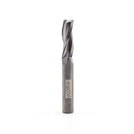 Torquata Triple-Flute Upcut Spiral CNC Router Bits 1/4in Shank cutting through material