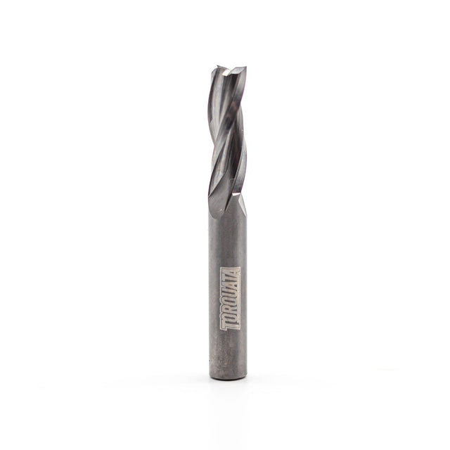Torquata Triple-Flute Upcut Spiral CNC Router Bits 1/4in Shank cutting through material