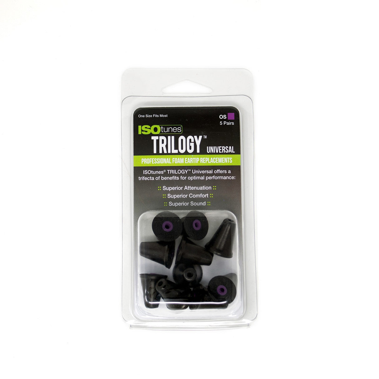 ISOtunes TRILOGY Universal Foam Eartips Suits ISOtunes Earbuds - 5 Pairs