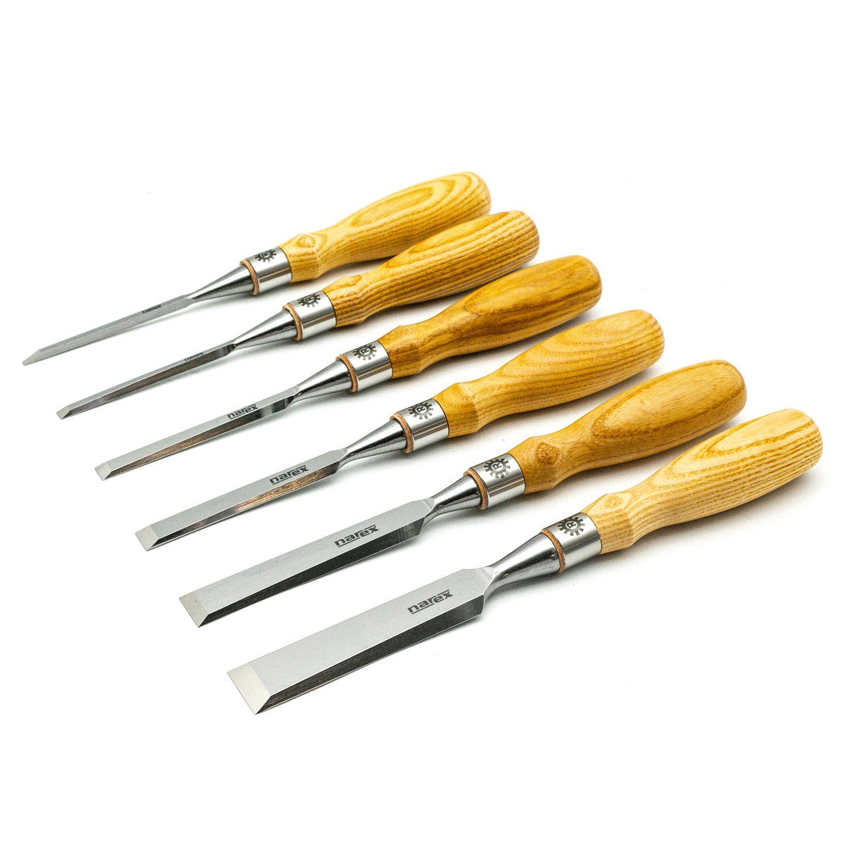 Narex Set of 6 Cryogenic Steel Cabinet Chisels Bevel Edge in Canvas Ro