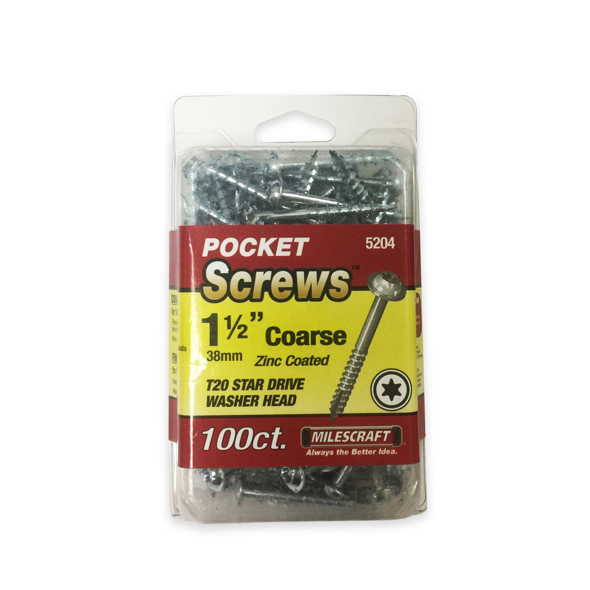 Milescraft Pocket Hole Screws - 8G 37mm Coarse Thread