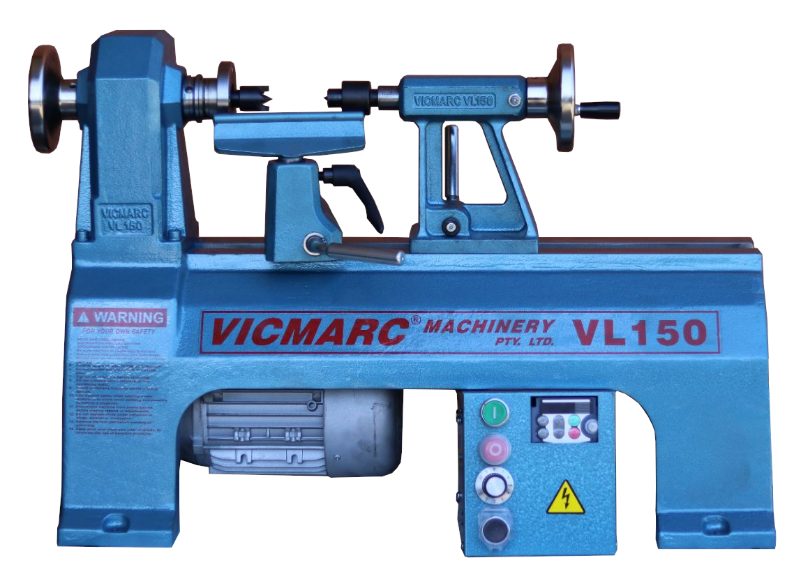 Vicmarc VL150 Midi Wood Lathe with Stand Mount 1HP EVS Made in Australia