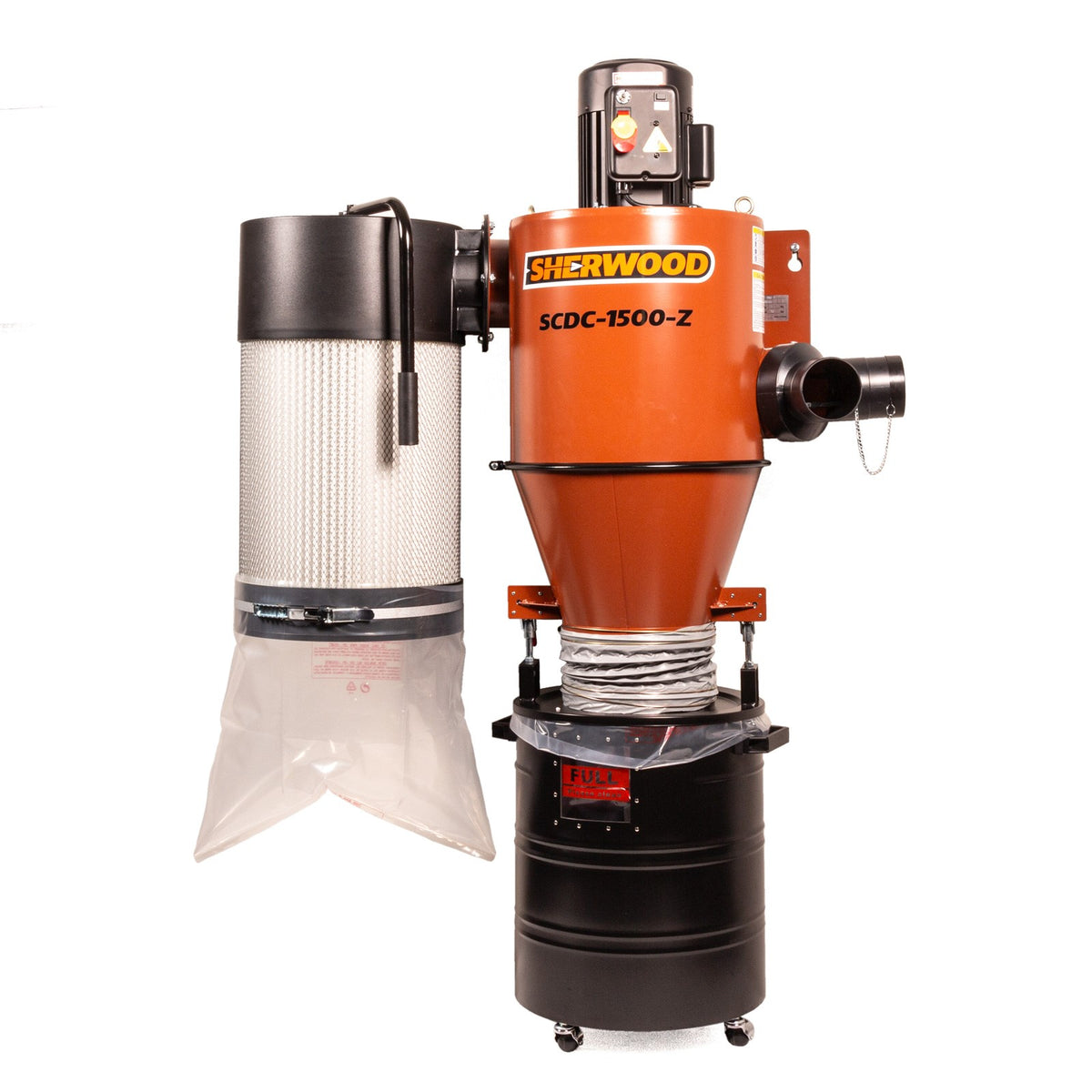 Cyclone Extractor Sherwood 1.5HP Cyclone Dust Extractor Wall Mounted Two-Stage Dust Coll