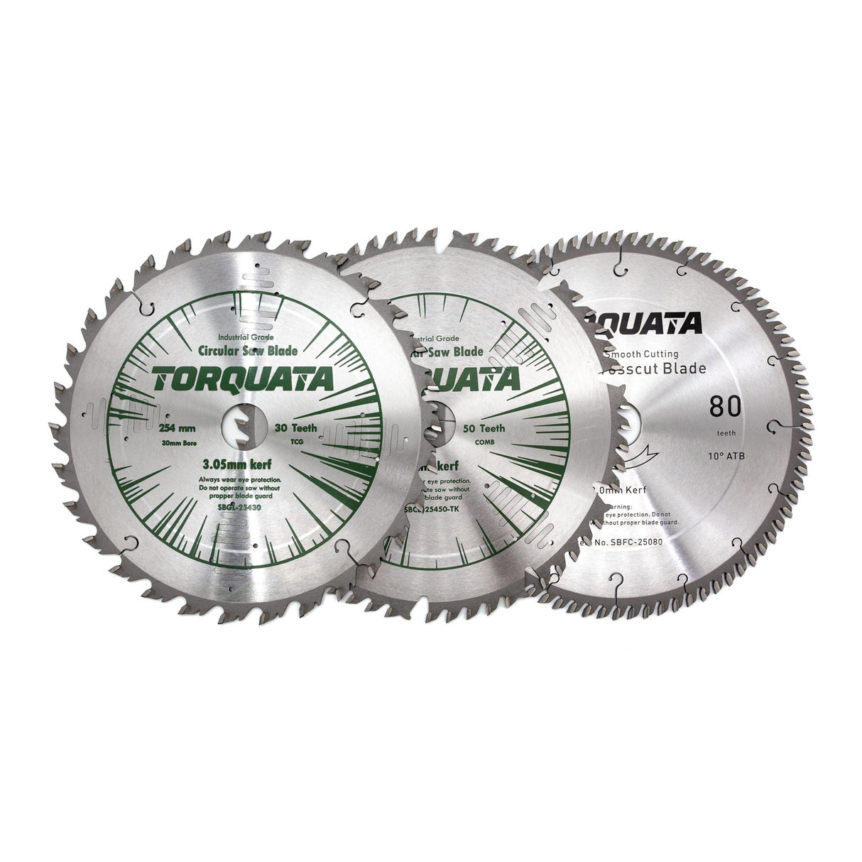 Torquata Set of 3 254mm Diameter 30mm Bore Thin Kerf Woodworking Circular Saw Blades