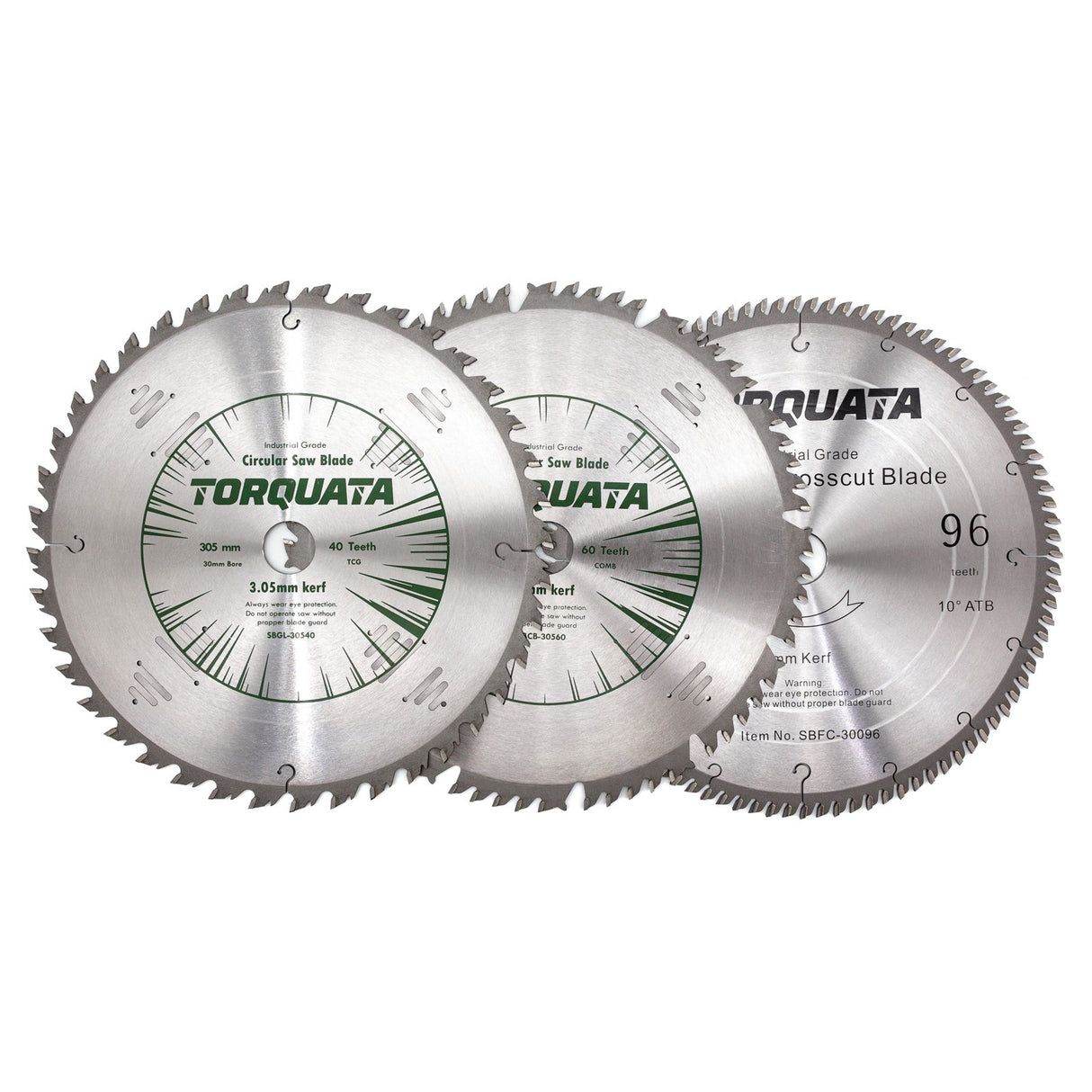 Torquata Set of 3 305mm Diameter 30mm Bore Thin Kerf Woodworking Circular Saw Blades