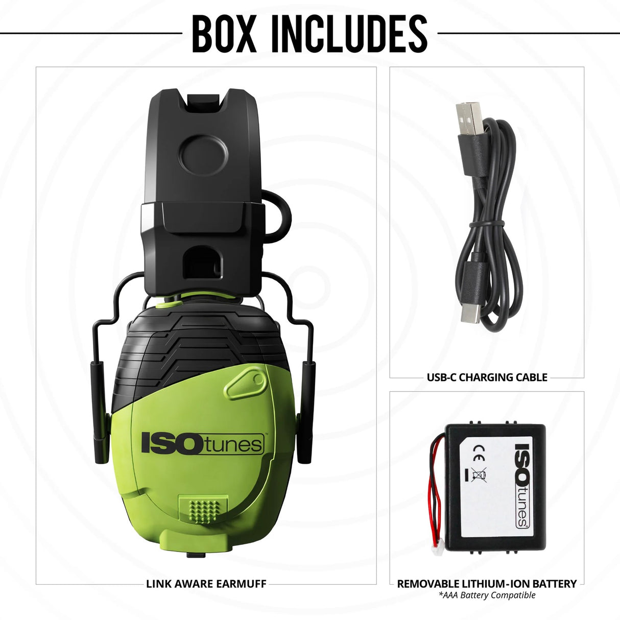 ISOtunes LINK Aware Bluetooth Earmuffs Hearing Protection Noise Cancellation - Green/Black Headphones