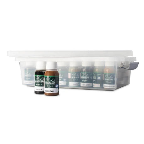 Rubio Monocoat Oil Plus 2C Sample Set showcasing VOC-free hardwax oil stain kit for wood protection and coloring