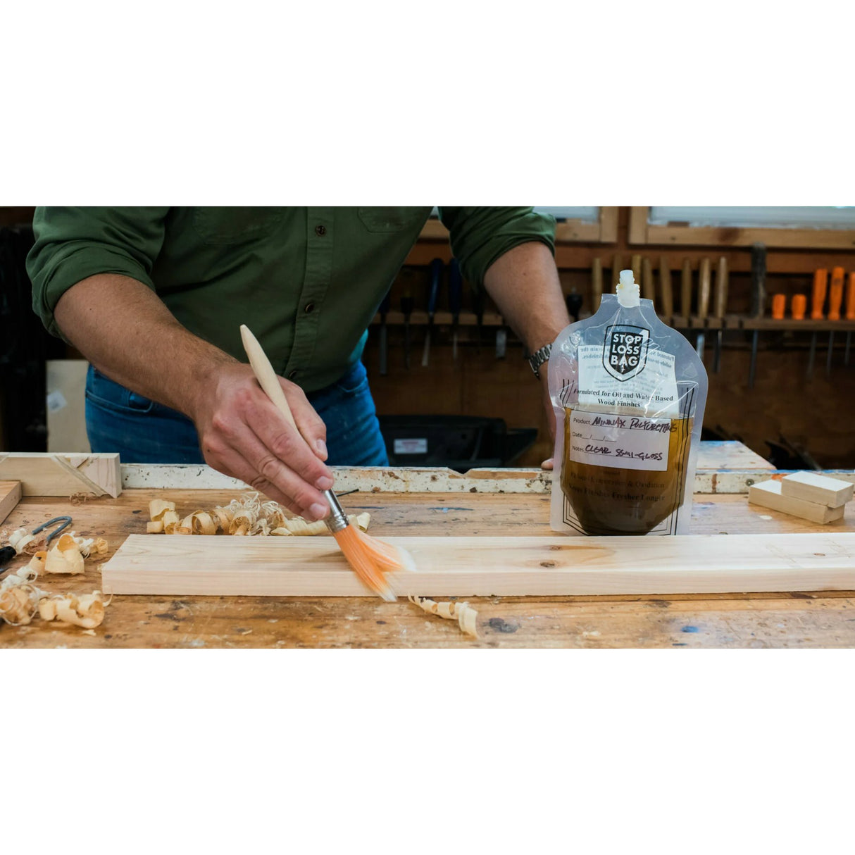 StopLossBag Pouch Airtight Wood Finish Preserver Set of 4 Pouches with Funnel, Caps and Clip