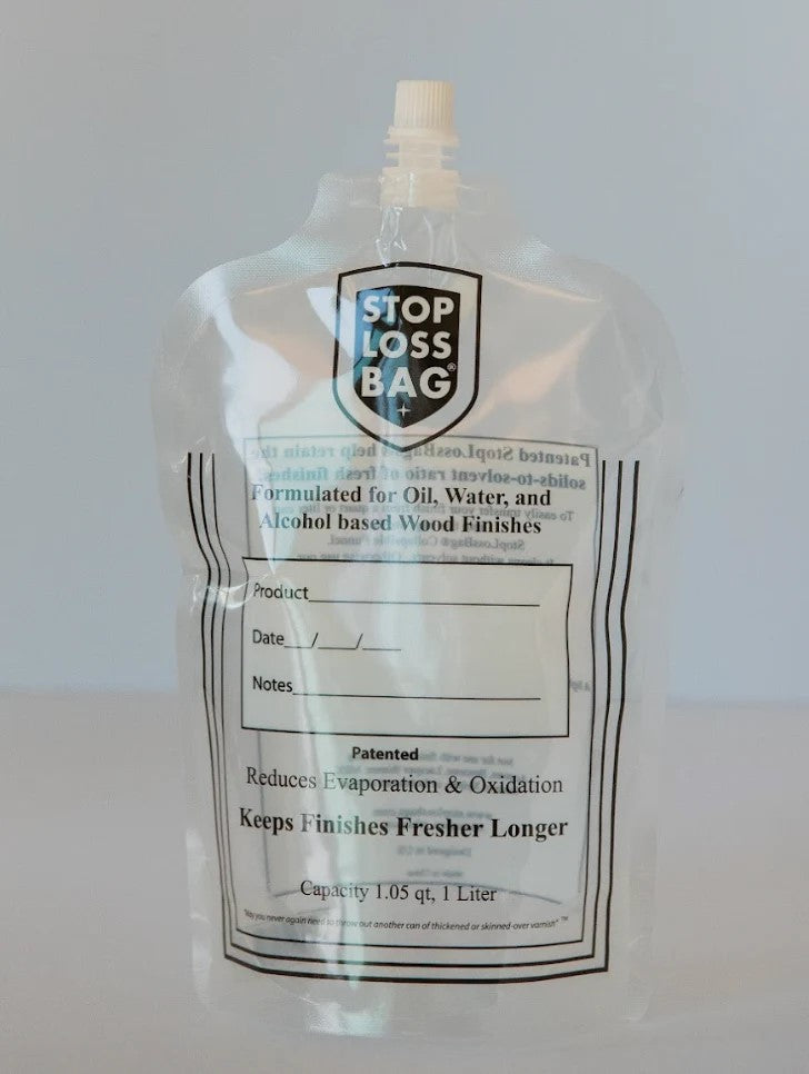 StopLossBag Pouch Airtight Wood Finish Preserver Set of 4 Pouches with Funnel, Caps and Clip
