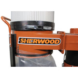Sherwood 1HP Dust Collector with Pleated Filter in compact workshop setting