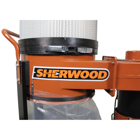 Sherwood 1HP Single Stage Dust Collector Pleated Filter 600CFM