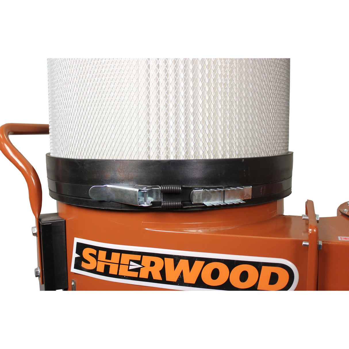 Sherwood 1HP Dust Collector Pleated Filter, side view showing compact design