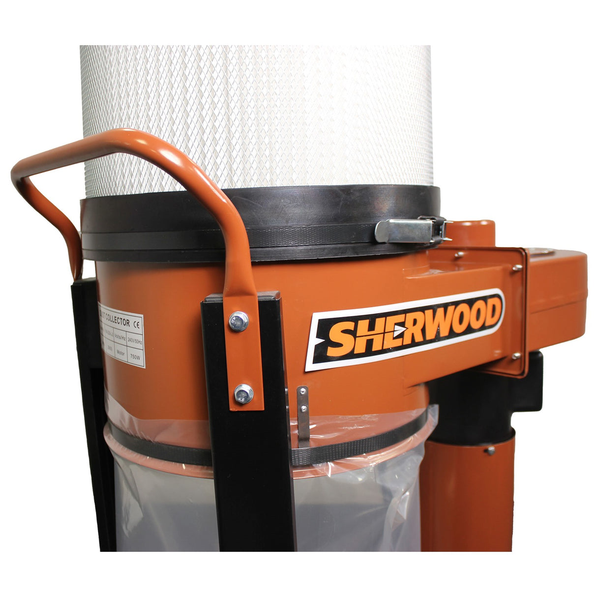 Sherwood 1HP Dust Collector side view in workshop setting
