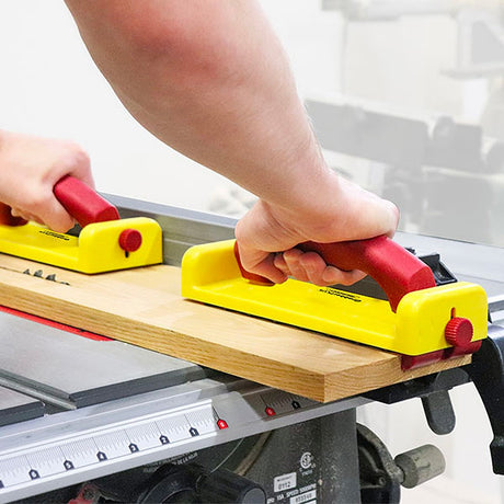 Milescraft GrabberPlus Push Block with Locking Heels in Use on Router Table