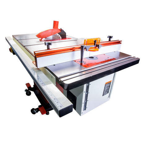 Sherwood Deluxe Cast Iron Router Extension Wing for Table Saws 685 x 406mm with SRM-1800 Round Body Router Motor