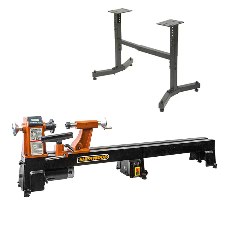 Sherwood Mini Wood Lathe with Bed Extension & Stand 305mm Swing 550W Variable Speed