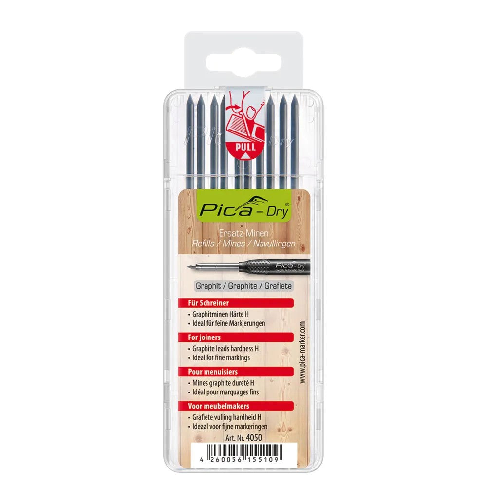 Pica Pack of 10 Graphite H Lead Refills for Dry Automatic Pencil